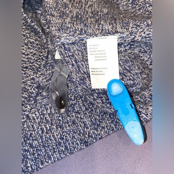 Men’s “AMERICA” blue 100% merino wool shawl collar pullover sweater size medium - Picture 7 of 10